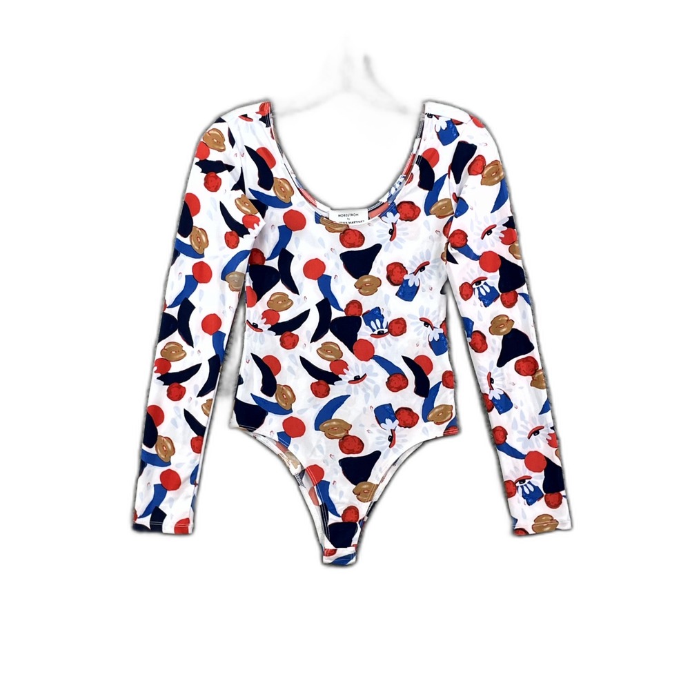 Nordstrom By Cristina Martinez Bodysuit Womens XS Stretch Geometric Beach Surf